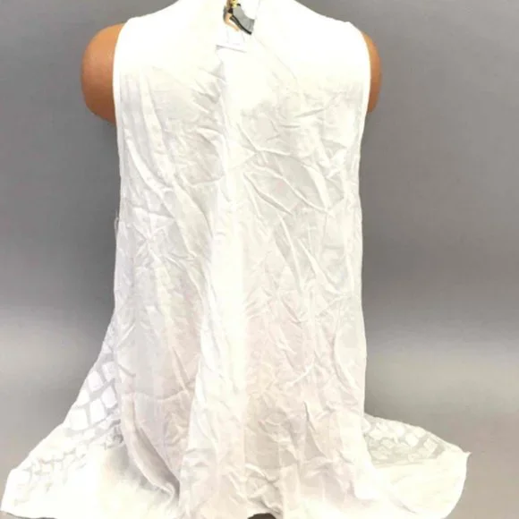 NWT Karen Kane WhiteSleevelessHand Sewed Sequined Button Down Tunic Size X-Large - Picture 3 of 3